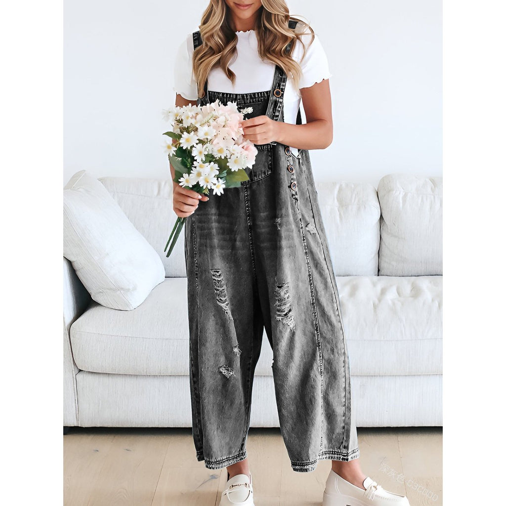 Women's Casual Siamese Suspender Jeans