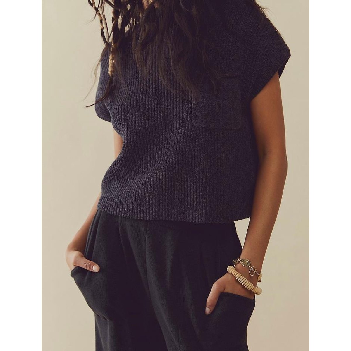 Women's Casual Two Piece Outfits Pockets Sleeveless Top