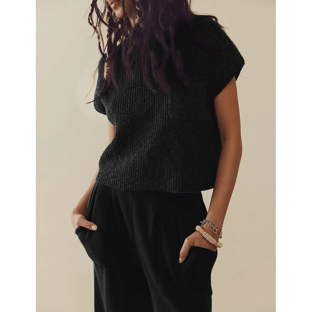 Women's Casual Two Piece Outfits Pockets Sleeveless Top