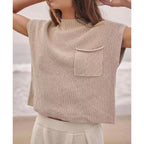 Women's Casual Two Piece Outfits Pockets Sleeveless Top