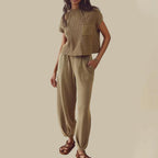 Women's Casual Two Piece Outfits Pockets Sleeveless Top