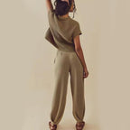 Women's Casual Two Piece Outfits Pockets Sleeveless Top