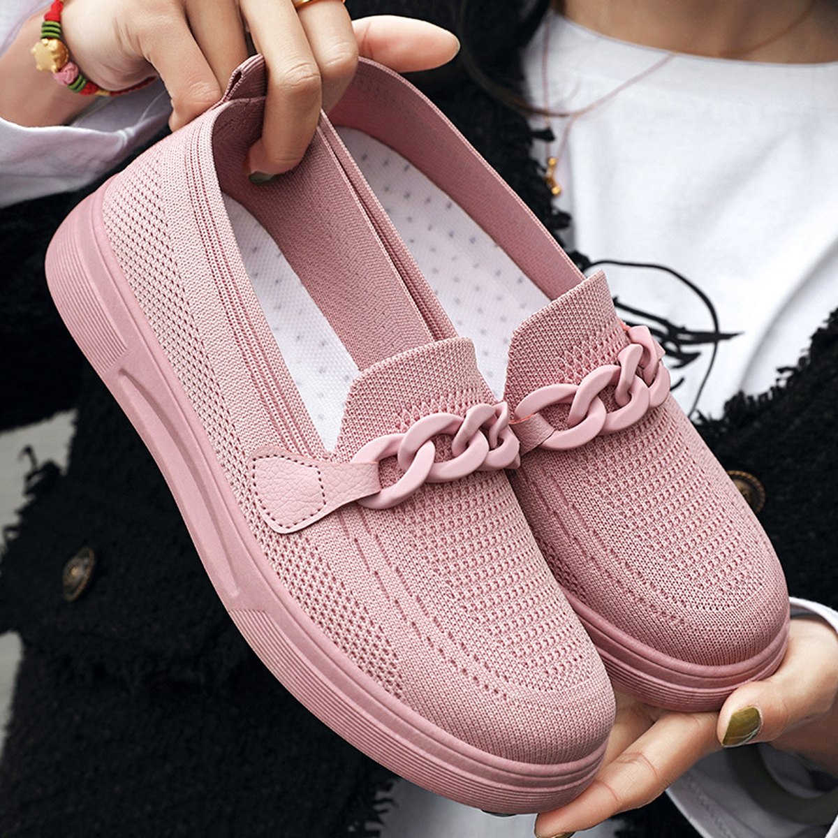 Women's Chain Detail Slip-On Flats
