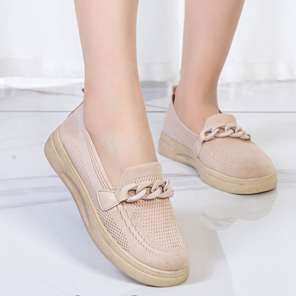 Women's Chain Detail Slip-On Flats