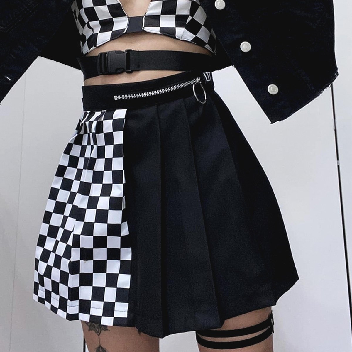Women's Checked Pleated Skirt
