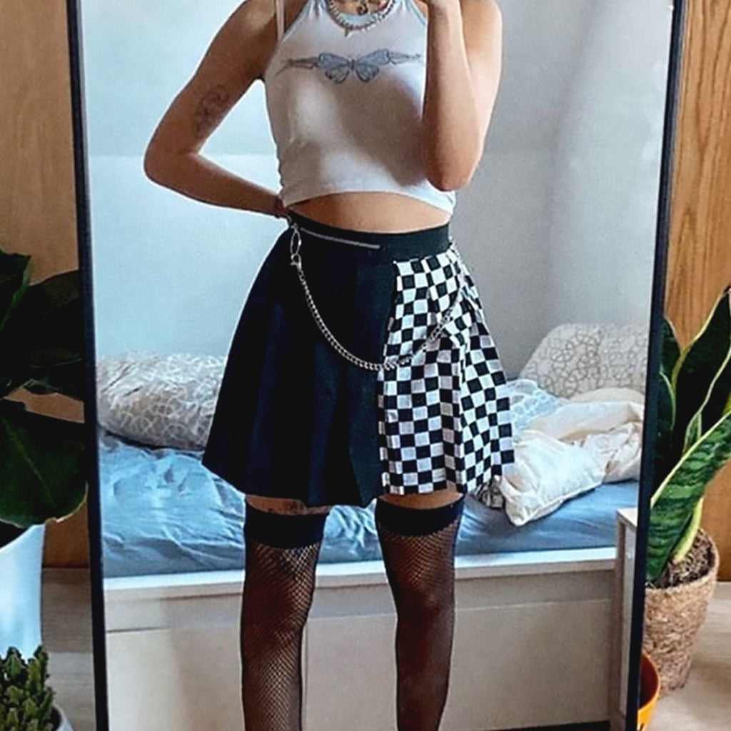 Women's Checked Pleated Skirt