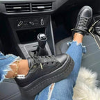 Women's Chunky Heel Shoes Ankle Boots Lace-up Sneakers
