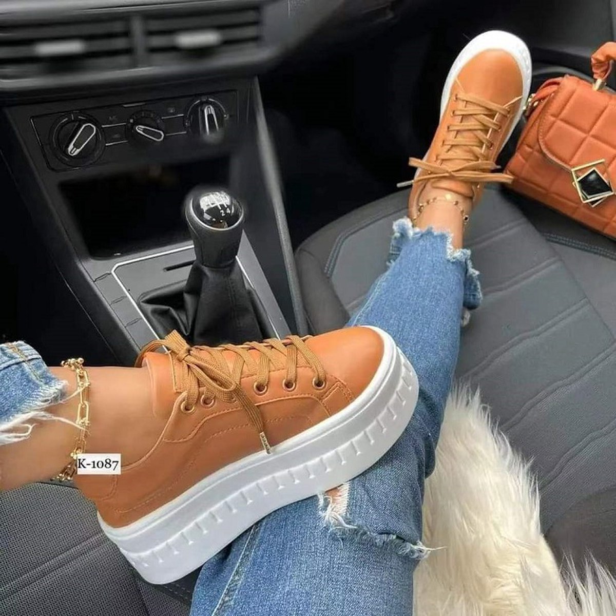 Women's Chunky Heel Shoes Ankle Boots Lace-up Sneakers
