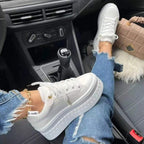 Women's Chunky Heel Shoes Ankle Boots Lace-up Sneakers