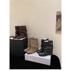 Women's Chunky-heeled Pleated Ankle Boots