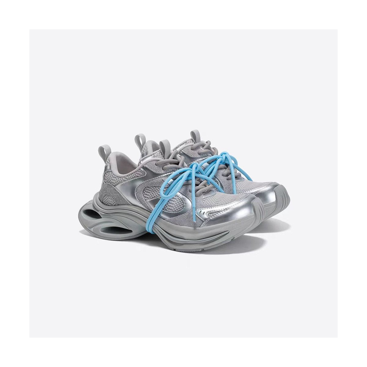 Women's Chunky Silver Sneakers