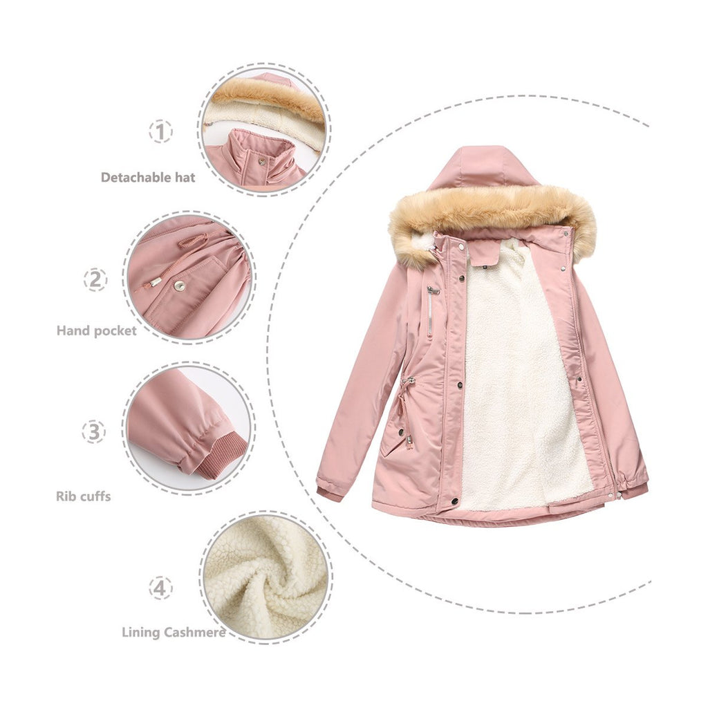 Women's Coat Detachable Hooded Feece Jacket