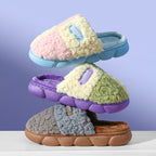 Women's Color-matching Home Slippers Eva Thick-soled Warm Plush