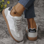 Women's Colorblock Lace-up Flats Shoes Breathable Hollow Slip