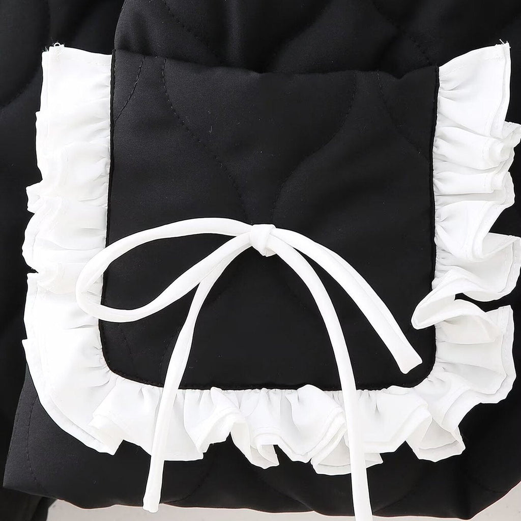 Women's Cotton Puffer Jacket Bow-tie Pockets