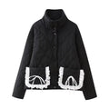 Women's Cotton Puffer Jacket Bow-tie Pockets