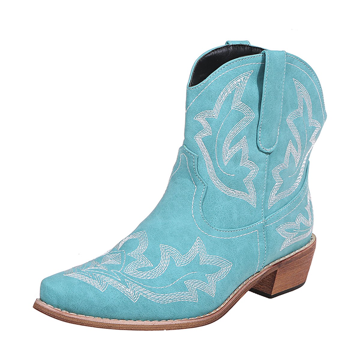 Women's Cowboy Boots Embroidery Wedge Heel Shoes Western