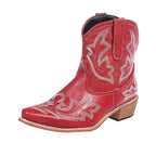 Women's Cowboy Boots Embroidery Wedge Heel Shoes Western