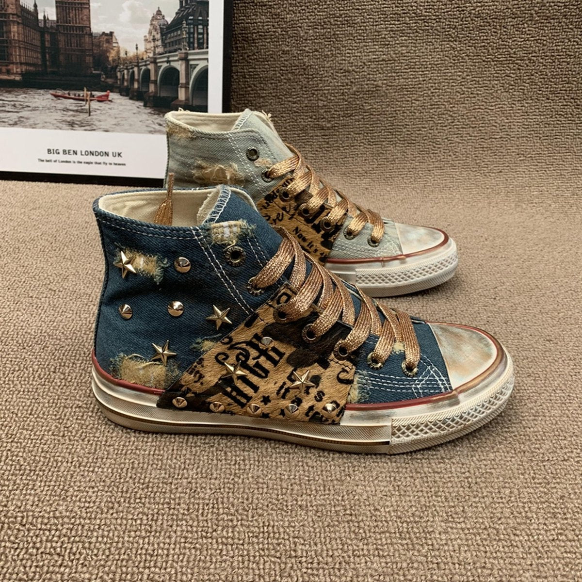 Women's Cowboy Rivet High Top Canvas Shoes