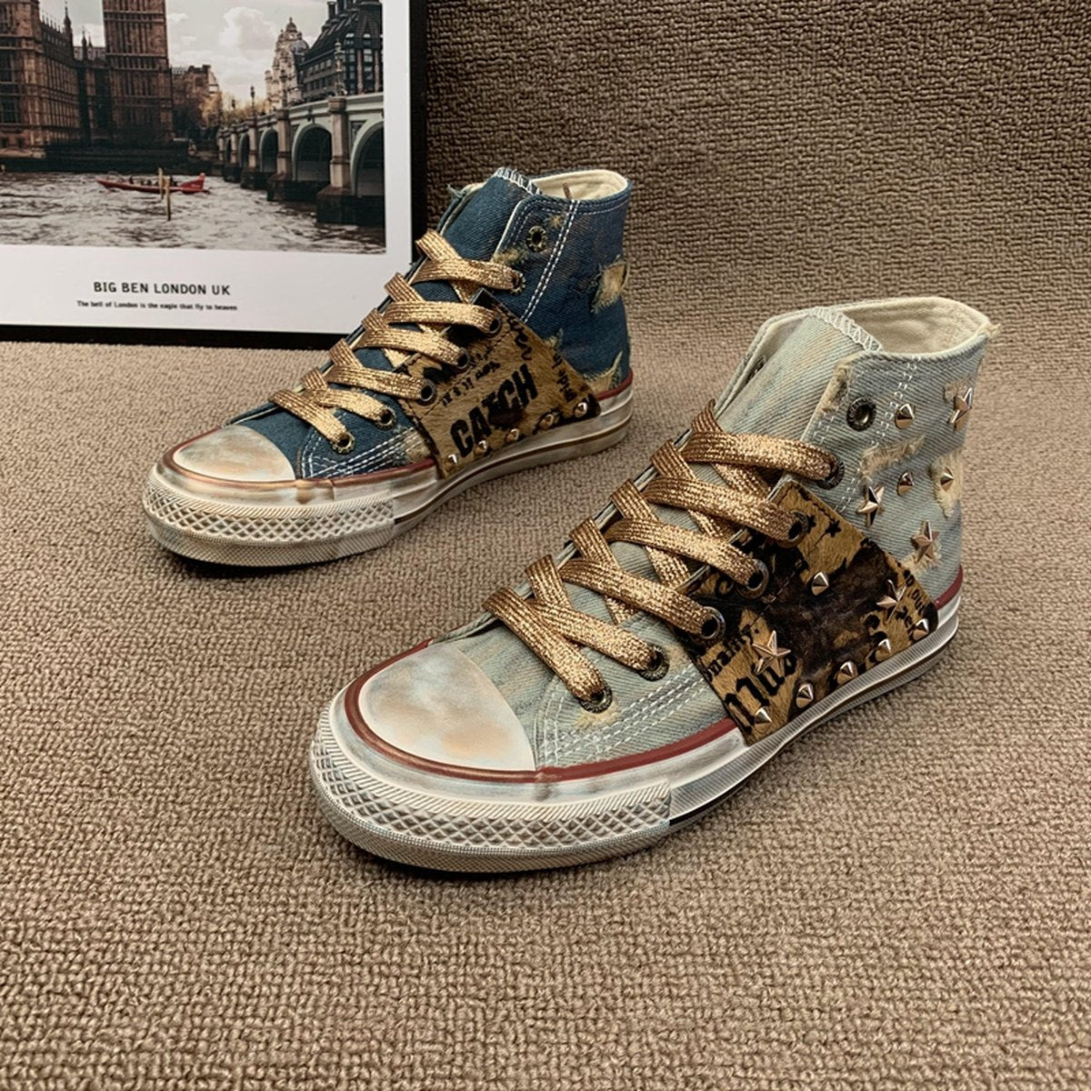 Women's Cowboy Rivet High Top Canvas Shoes