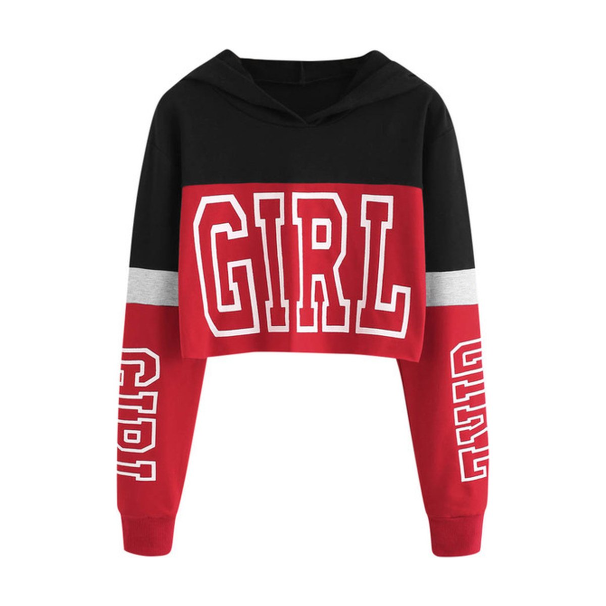 Women's Crop Top Hoodie Sweatshirt Hoodies Patchwork Lett