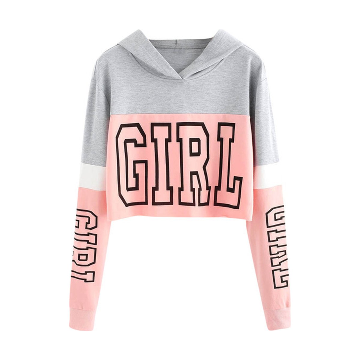 Women's Crop Top Hoodie Sweatshirt Hoodies Patchwork Lett