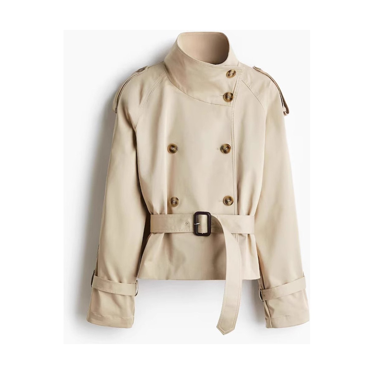 Women's Cropped Long-sleeve Trench Coat