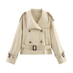 Women's Cropped Long-sleeve Trench Coat