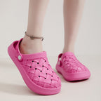 Women's Cross-woven Clogs Shoes Platform Baotou Dual-use Slippers