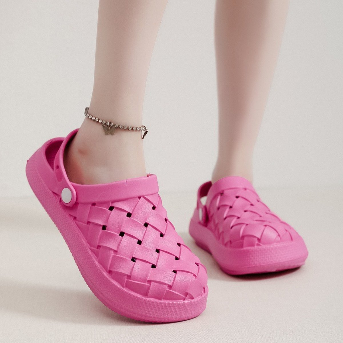 Women's Cross-woven Clogs Shoes Platform Baotou Dual-use Slippers
