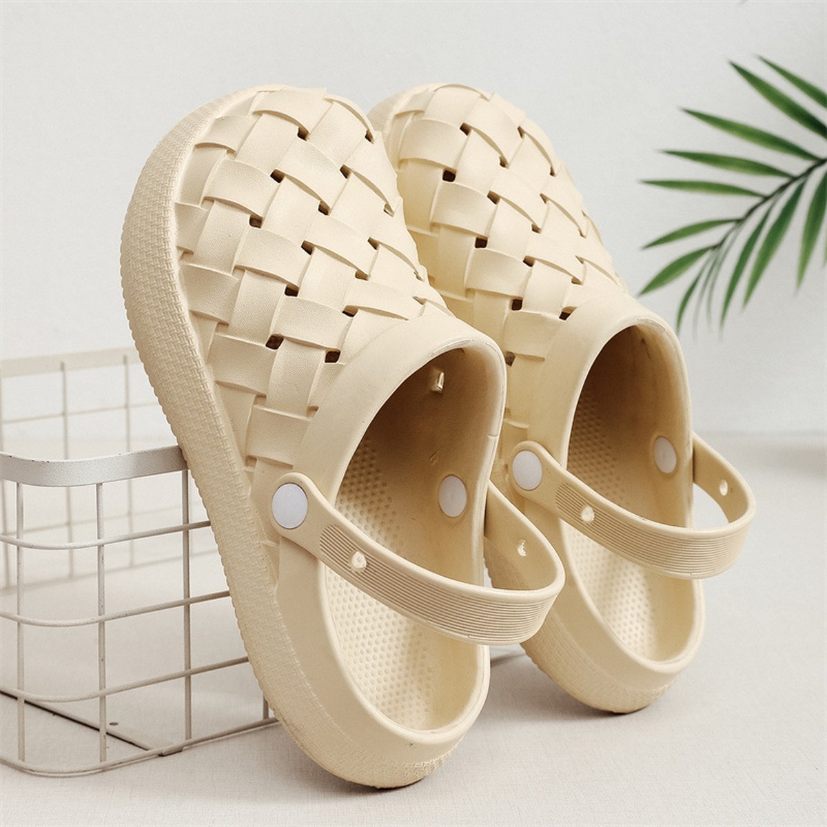 Women's Cross-woven Clogs Shoes Platform Baotou Dual-use Slippers