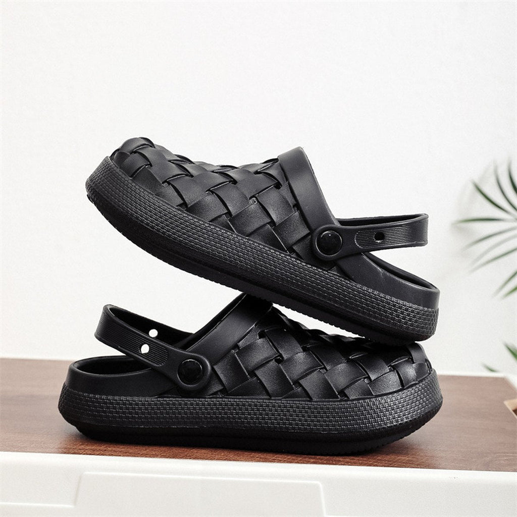 Women's Cross-woven Clogs Shoes Platform Baotou Dual-use Slippers