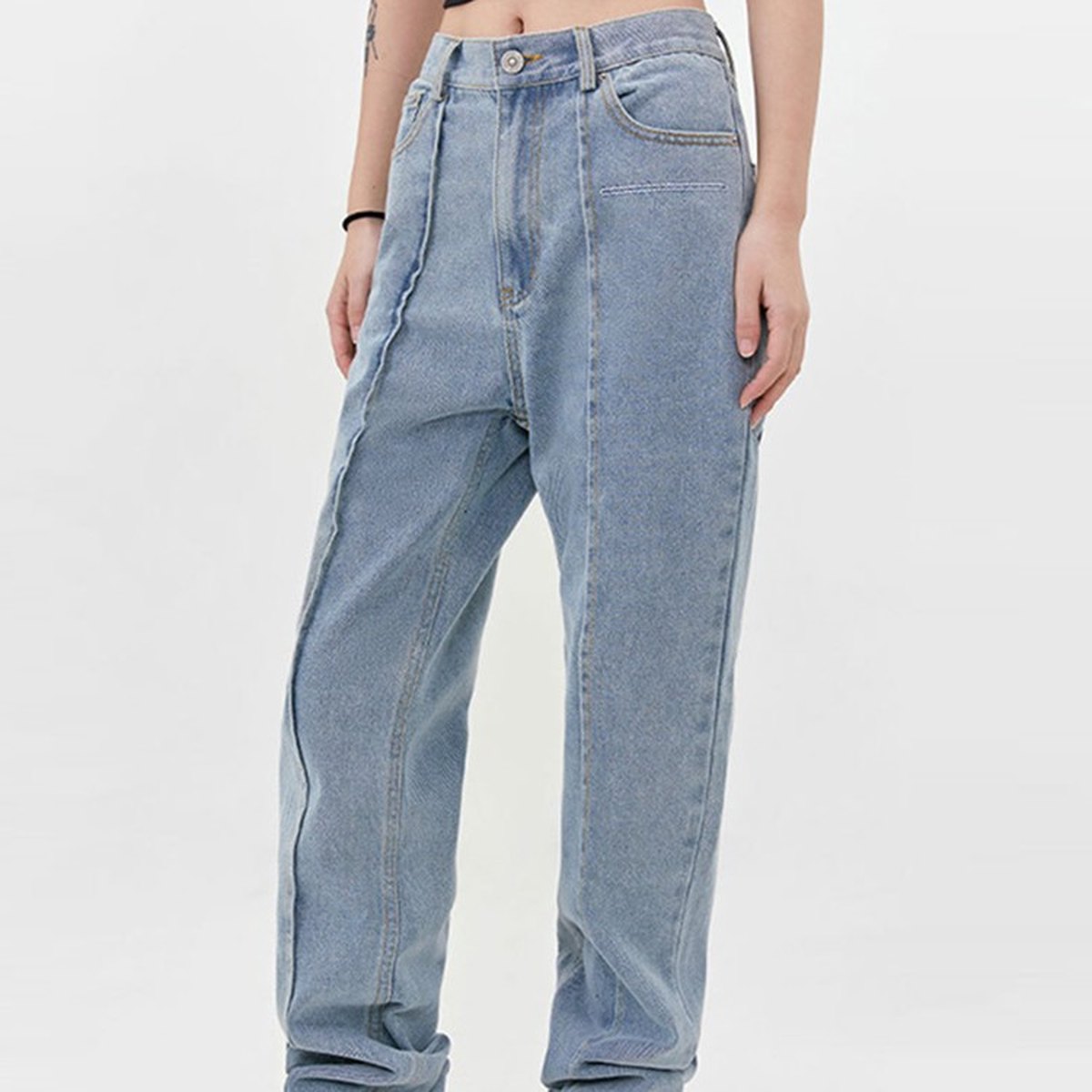 Women's Deconstructing Stitching Straight Jeans