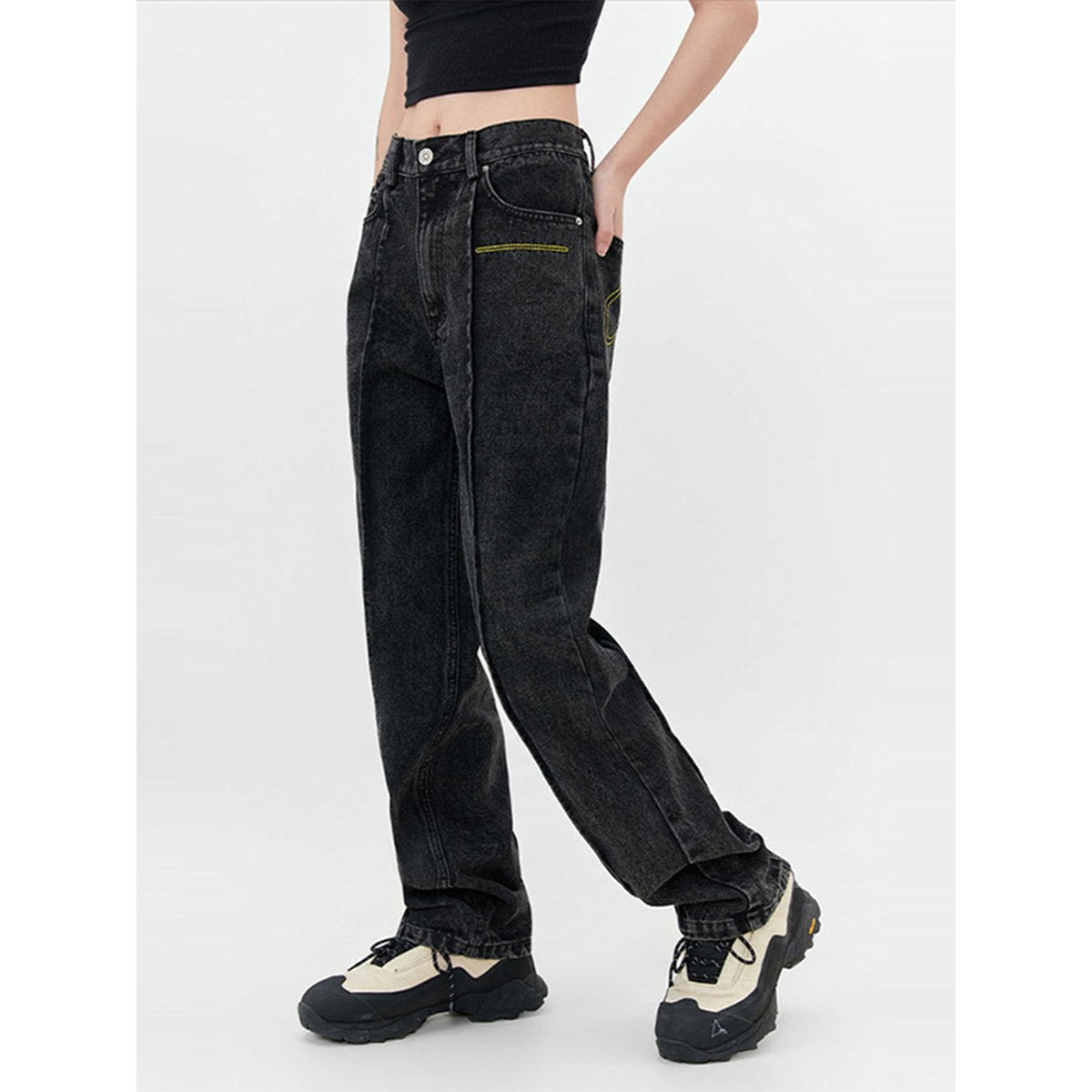 Women's Deconstructing Stitching Straight Jeans