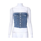 Women's Denim Button Tank-top