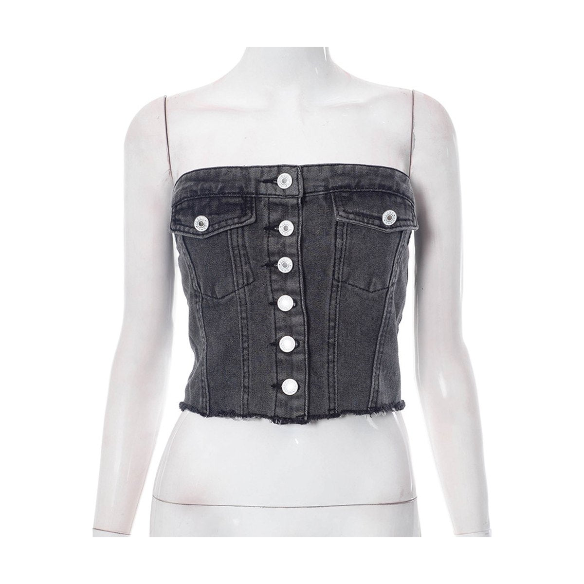 Women's Denim Button Tank-top