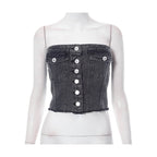 Women's Denim Button Tank-top