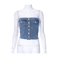 Women's Denim Button Tank-top