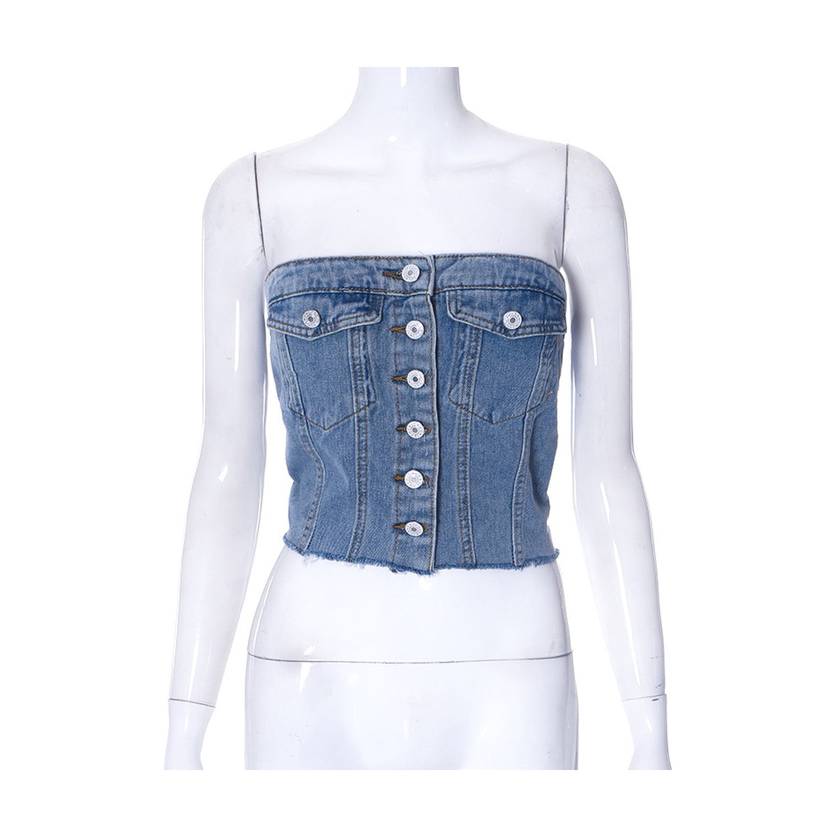 Women's Denim Button Tank-top