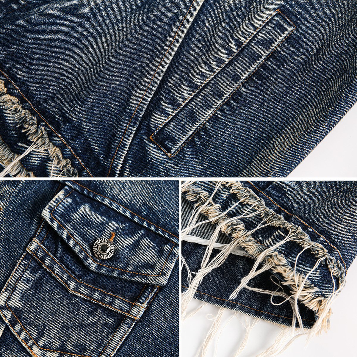 Women's Denim Cargo Pants Jacket Heavy Industry Washed