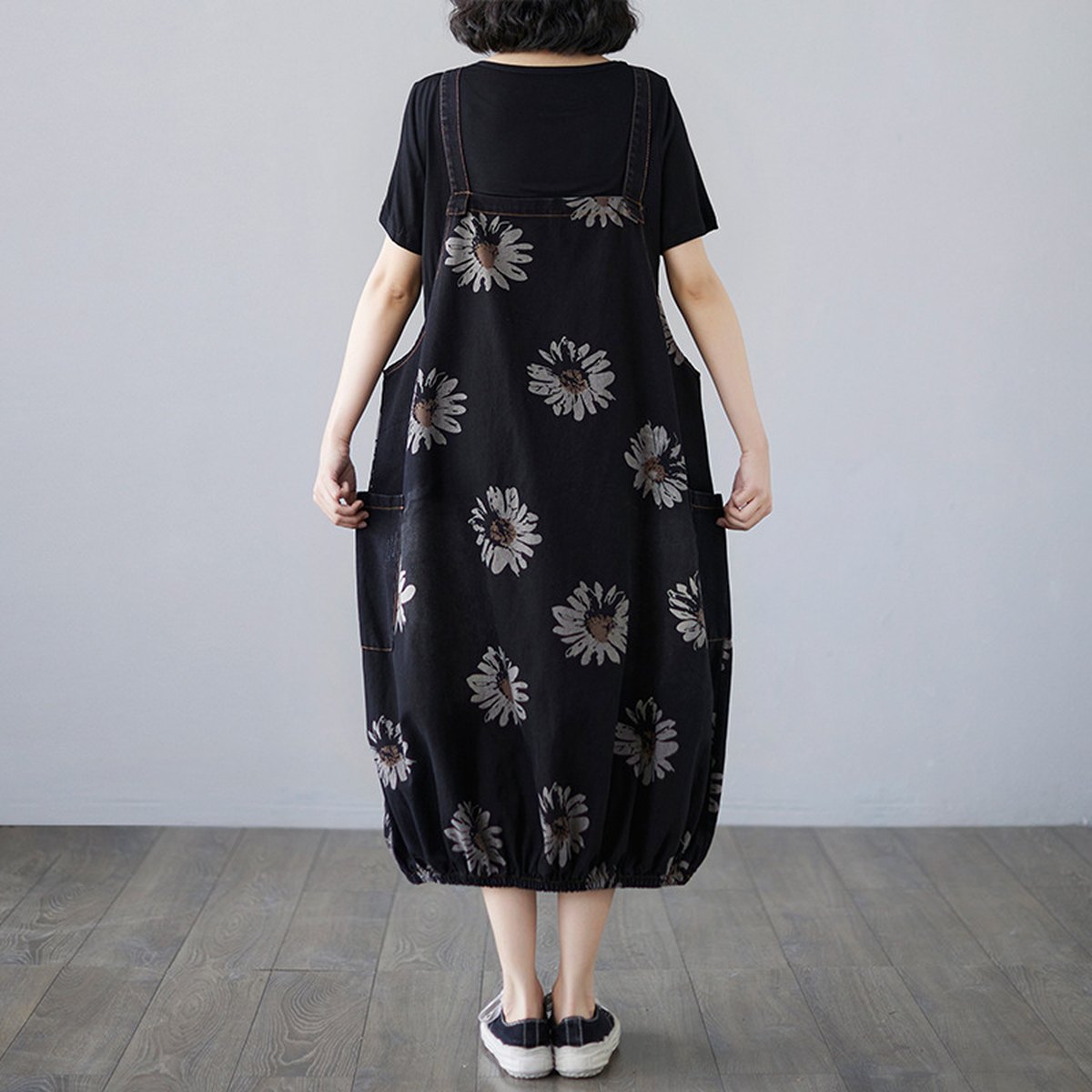 Women's Denim Print Strap Skirt