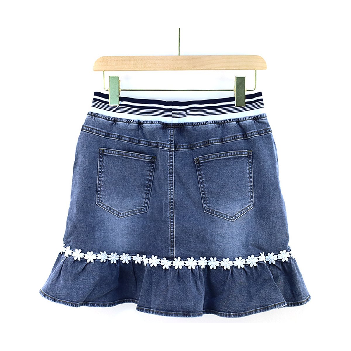 Women's Denim Skirt Elastic Embroidery