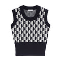 Women's Diamond Jacquard Letter Geometric Vest