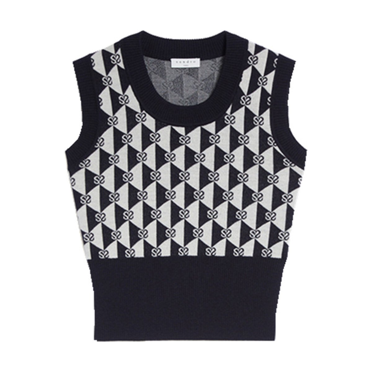 Women's Diamond Jacquard Letter Geometric Vest