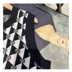 Women's Diamond Jacquard Letter Geometric Vest