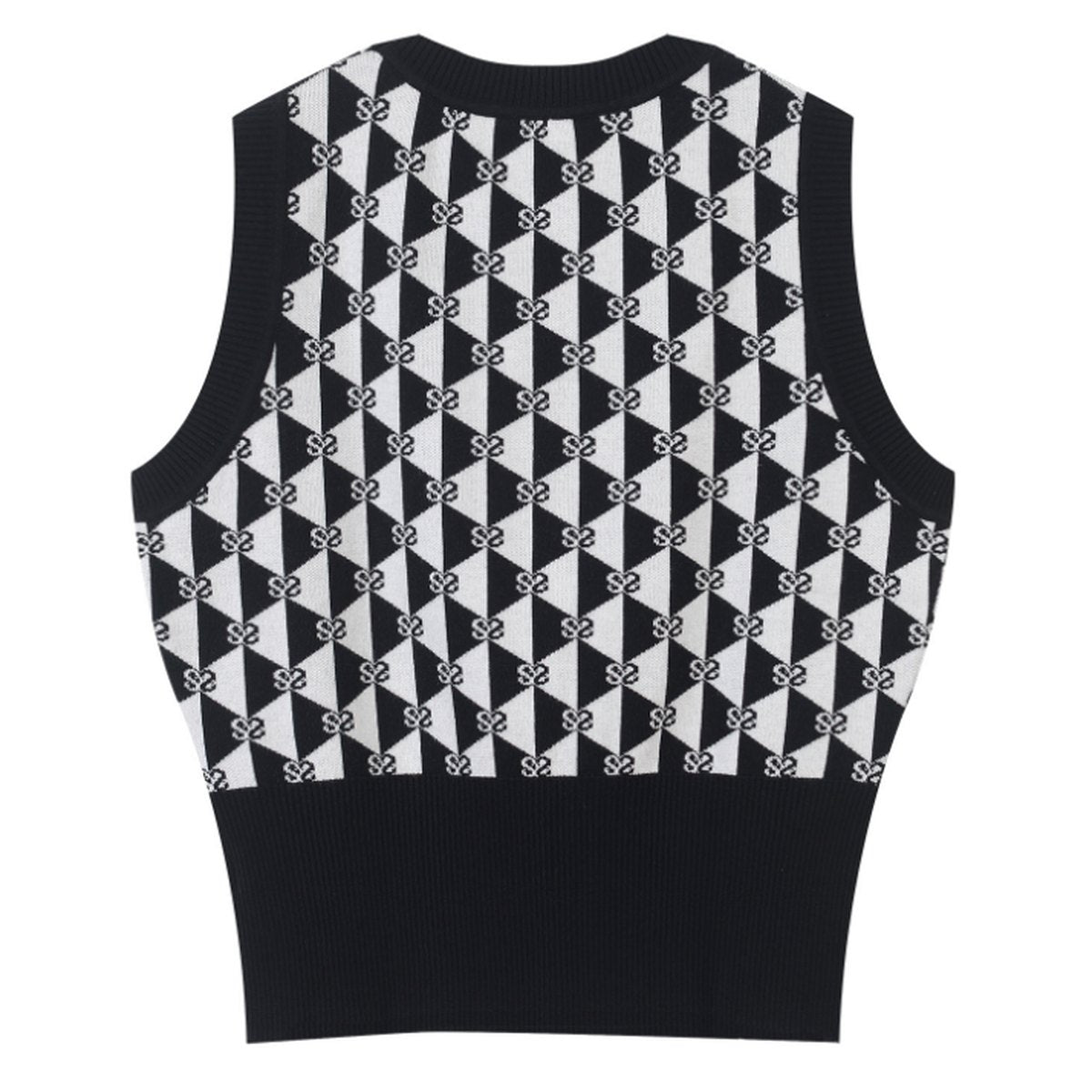 Women's Diamond Jacquard Letter Geometric Vest