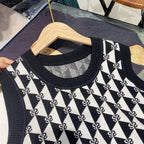 Women's Diamond Jacquard Letter Geometric Vest