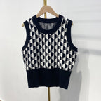 Women's Diamond Jacquard Letter Geometric Vest