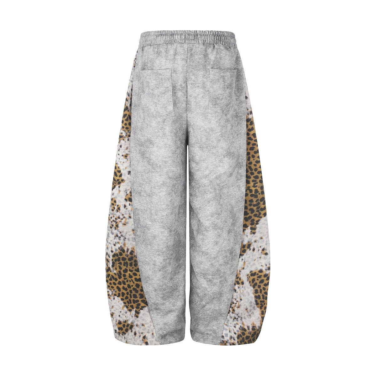 Women's Distressed Leopard-print Patchwork Rivet Sweatpants