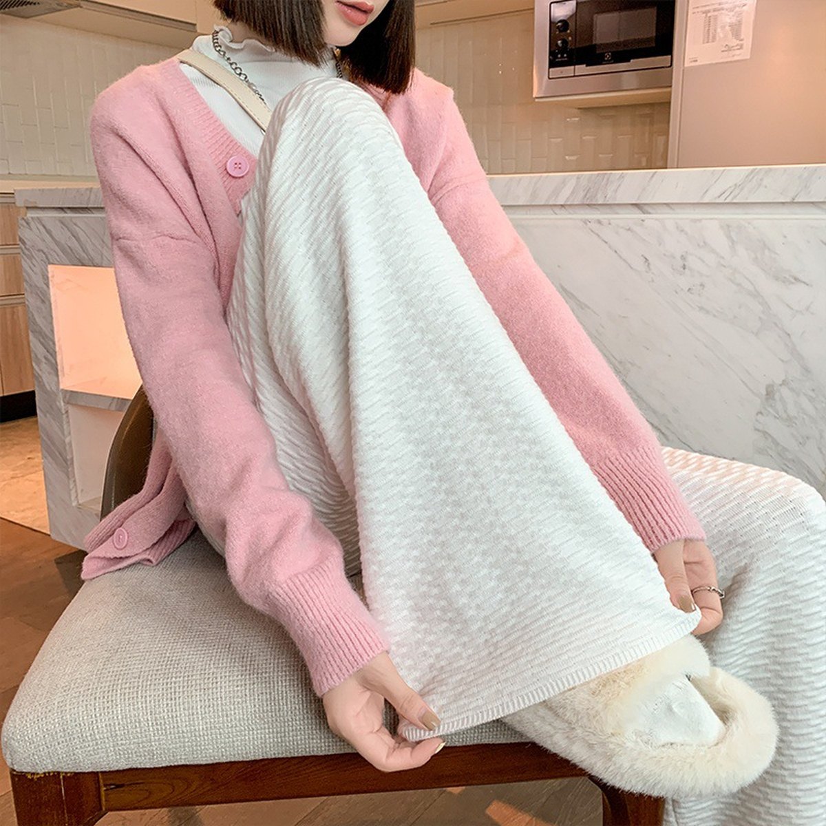 Women's Elastic Waist Pajamas Woollen Trousers